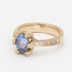 Ring - 18 karaat Geel goud Saffier - Diamant, Nieuw