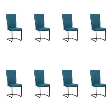 Set van 8 Leren eetkamerstoelen Dry - Toledo Turquoise, Ophalen of Verzenden