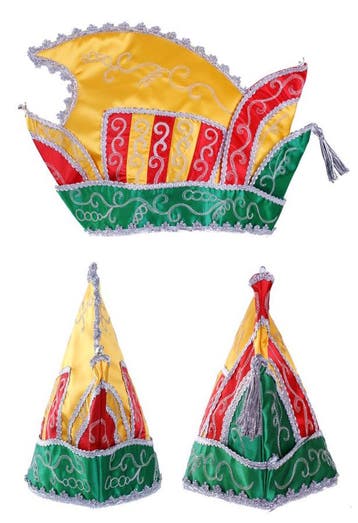 KIMU® Prins Carnaval Steek Muts Geel Rood Groen Prinsenmuts, Ophalen of Verzenden, Nieuw