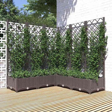 vidaXL Plantenbak met latwerk 120x120x121,5 cm polypropeen, Tuin en Terras, Verzenden, Nieuw