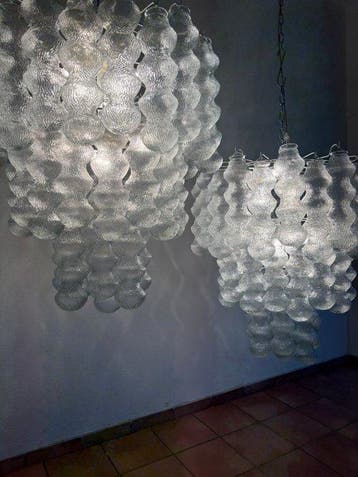 Pair/Coppia chandelier design stile Seguso Barovier Murano -