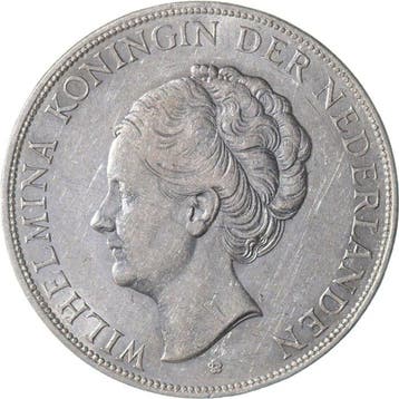 Nederland. Wilhelmina. 2 1/2 Gulden 1929 (Zonder