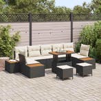 vidaXL Tuinbank Set met kussen met opslag 10 pcs Zwart Poly, Verzenden