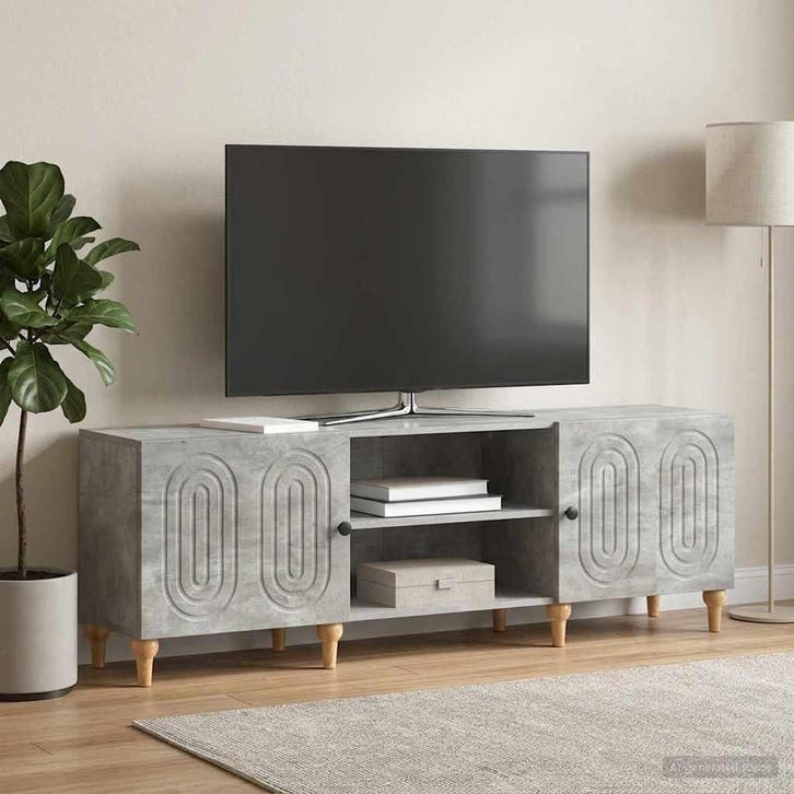 vidaXL TV Kast Betongrijs 150 x 31 x 50 cm Bewerkt hout, Maison & Meubles, Armoires | Mobilier de télévision, Envoi