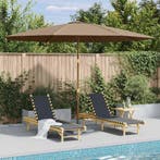 vidaXL Parasol met houten paal 350 cm taupe, Verzenden
