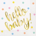 Geboorte Servetten Hello Baby Babyshower 33cm 16st, Verzenden