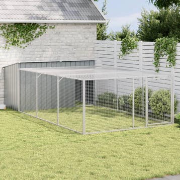 vidaXL Hondenhok met ren antraciet 197x396x110 cm, Verzenden