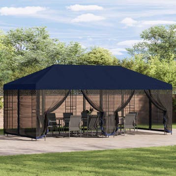 vidaXL Paviljoen met zijwanden 6 x 3 m Blauw Polyester en, Verzenden