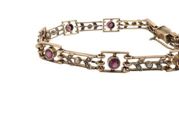 Bracelet - 14 carats Or jaune - microperles tourmaline
