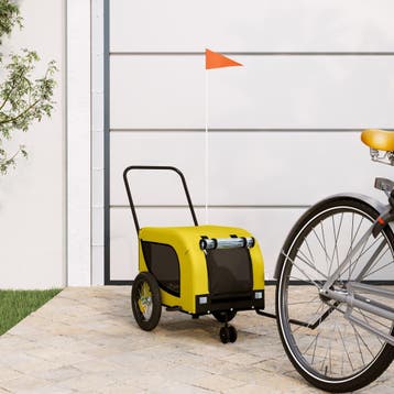 vidaXL Hondenfietstrailer oxford stof en ijzer geel en zwart, Verzenden, Nieuw