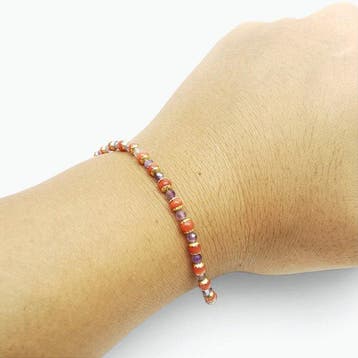 Corail - Argent - Bracelet - fait à la main