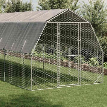 vidaXL Kippenren met dak 2,5x8x2,25 m gegalvaniseerd staal, Verzenden, Nieuw