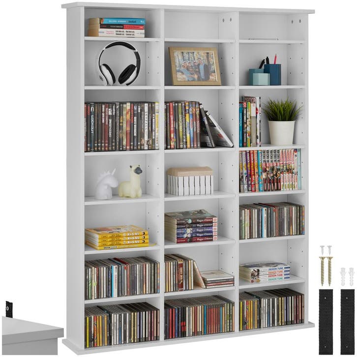 Kast Stevie 105,5x19x136,5cm - mat wit, Maison & Meubles, Accessoires pour la Maison | Étagères pour CD & DVD, Envoi