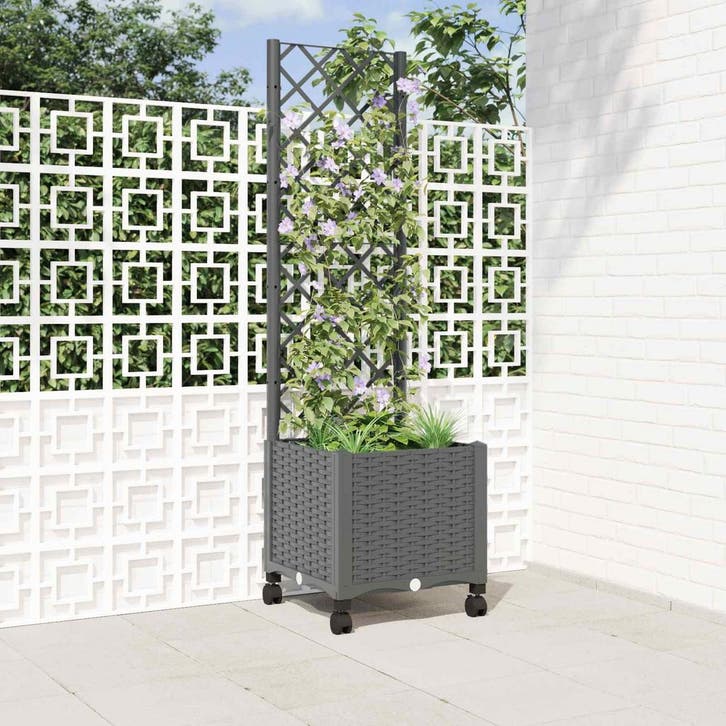 vidaXL Tuinsteker met schutting en wielen Lichtgrijs 40 x 40, Jardin & Terrasse, Pots de fleurs, Envoi