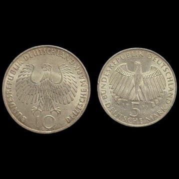 Duitsland, Bondsrepubliek Set of 2 coins: 5 & 10 Deutsche