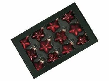 Stervormige kerstballen glas donker rood combi mat glans 40, Diversen, Kerst, Nieuw