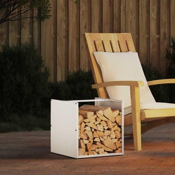 vidaXL Brandhoutrek 40x40x40 cm koudgewalst staal wit, Jardin & Terrasse, Bois de chauffage, Verzenden
