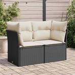 vidaXL Tuinbank 2-zits met kussens poly rattan zwart, Verzenden, Nieuw