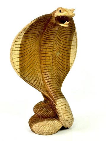 Sculpture, Cobra Reale - 23 cm - Bois - 2000