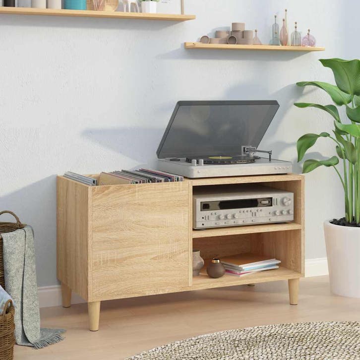 vidaXL Platenkast 84,5x38x48 cm bewerkt hout sonoma, Maison & Meubles, Armoires | Autre, Envoi
