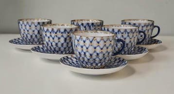 Lomonosov Imperial Porcelain Factory - Koffieservies voor 6, Antiquités & Art