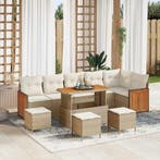 vidaXL Tuinbank Set met kussen 10 pcs Beige en Crème, Verzenden, Nieuw