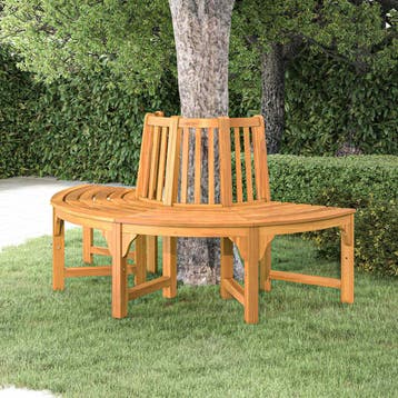 vidaXL Boombank halfrond Ø160 cm massief eucalyptushout, Verzenden