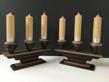 Artilux Deposé - Kandelaar - Hout - Set vintage Schouwstuk