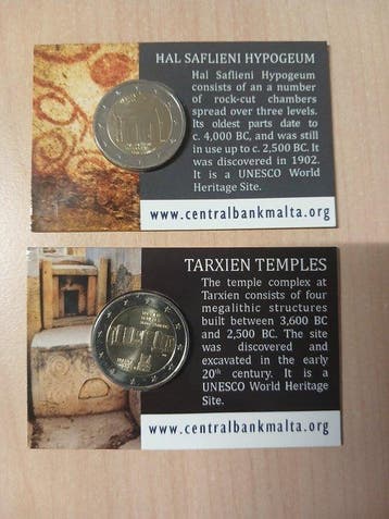 Malte. 2 Euro 2014/2025 (6 stuks) (Sans prix de réserve)