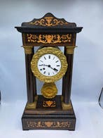 Pendule portique Napoléon III Bois, Laiton, Plaqué or -