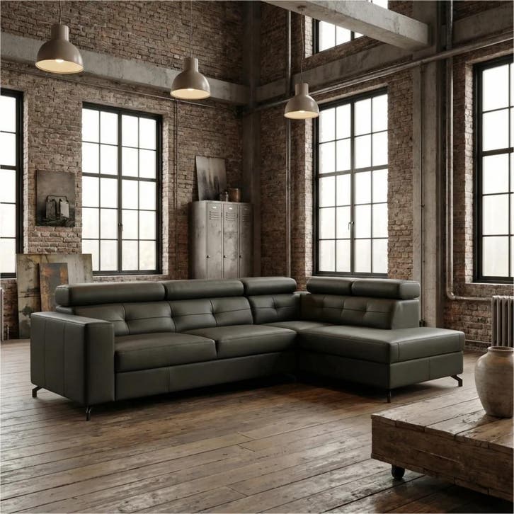 Leren hoekbank Nova - 2,5 zits + longchair, Antiek en Kunst, Antiek | Meubels | Stoelen en Sofa's, Ophalen of Verzenden