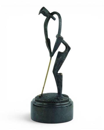 Monogram H - sculptuur, Modernist Golfer - 30 cm - Brons,, Antiek en Kunst