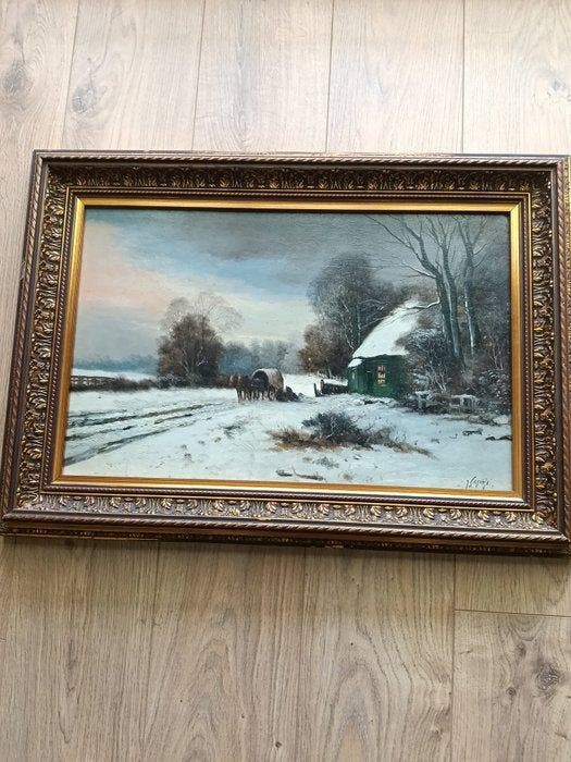 J. Casari (XX) - Sneeuwlandschap, Antiek en Kunst, Kunst | Schilderijen | Klassiek