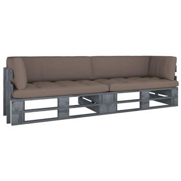 vidaXL Tweezitsbank pallet met kussens grijs geïmpregneerd, Verzenden, Nieuw