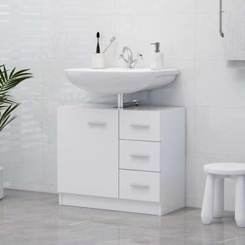 vidaXL Wastafelkast 63x30x54 cm bewerkt hout wit, Huis en Inrichting, Badkamer | Badkamermeubels, Verzenden, Nieuw