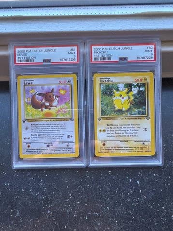 Pokémon - 2 Graded card - Eevee, Pikachu Première édition -, Hobby en Vrije tijd, Verzamelkaartspellen | Pokémon, Nieuw