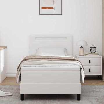 vidaXL Boxspring bed met hoofdeinde Wit 100 x 200 cm, Verzenden, Nieuw