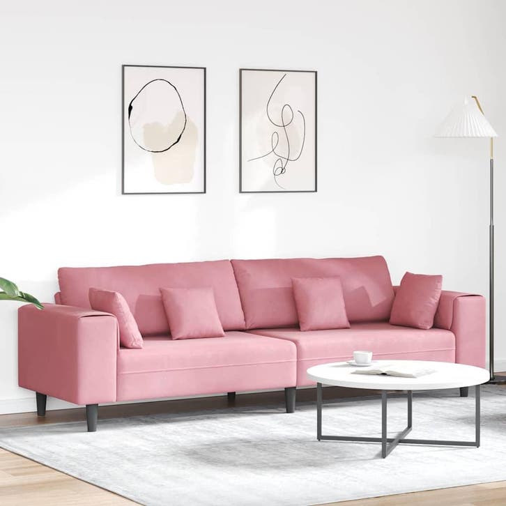 vidaXL bank / zetel Roze 250 x 77 x 76 cm Fluweel, Huis en Inrichting, Zetels | Zetels, Nieuw, Verzenden