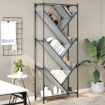 vidaXL Boekenkast 79x30x180 cm bewerkt hout en metaal grijs, Huis en Inrichting, Kasten | Boekenkasten, Verzenden, Nieuw