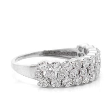 Statement ring - 14 karaat Witgoud - 1.14ct. tw. Diamant