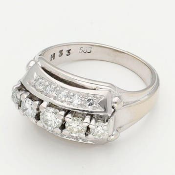 Zonder minimumprijs - Ring - 14 karaat Witgoud Diamant, Nieuw