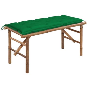 vidaXL Tuinbank inklapbaar met kussen 118 cm bamboe, Verzenden, Nieuw