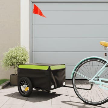 vidaXL Fietstrailer 30 kg ijzer zwart en groen, Verzenden, Nieuw