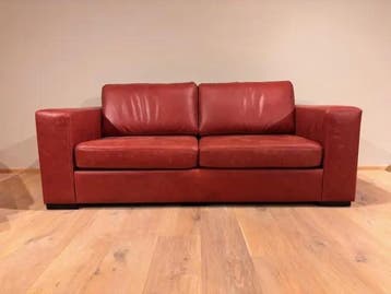 Leren bank Flow, 2,5 zits, Vintage Burgundy (rood), poten, Ophalen of Verzenden