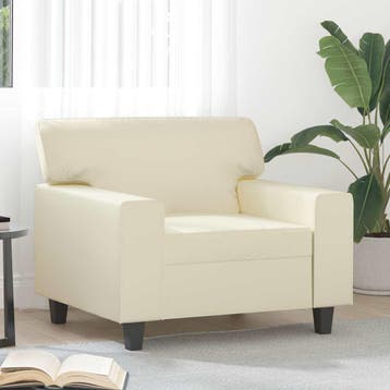 vidaXL Fauteuil 60 cm kunstleer crèmekleurig, Huis en Inrichting, Zetels | Zetels, Verzenden, Nieuw