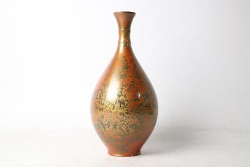 Vaas - Koper - Japan - Gevlekte gouden patina (Zonder, Antiek en Kunst