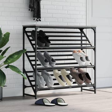 vidaXL Schoenenrek 90x30x85 cm bewerkt hout grijs sonoma, Verzenden, Nieuw