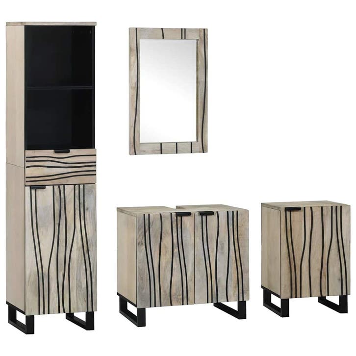 vidaXL Badkamermeubel Set met lade 4 pcs Walnootbruin, Huis en Inrichting, Badkamer | Badkamermeubels, Nieuw, Verzenden