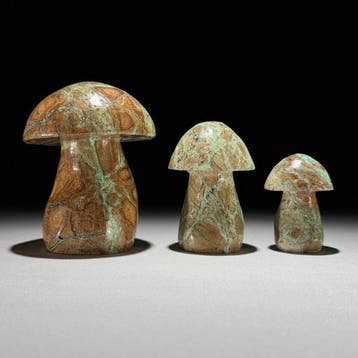 GEEN MINIMUMPRIJS - Prachtige set van 3 groene smithsoniet