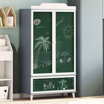 vidaXL Krijtbord Garderobe ROROS Grijs en wit 90 x 45 x 165, Verzenden